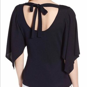 NWT Lewitt Tie Back Navy Blouse Top- ChicEwe